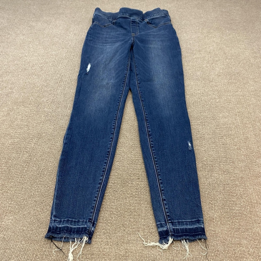 Spanx Skinny Jeans Womens M Tall Blue Med Wash High Rise Slim Stretch Denim